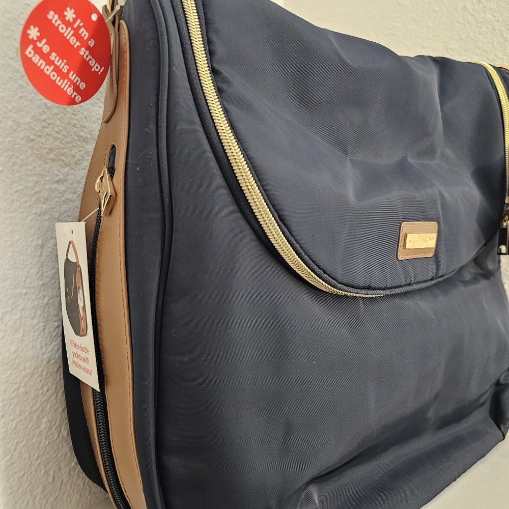 Skip Hop Navy Blue Zip Up Baby Diaper Bag With Stroller Straps NWT With Gold Zip - Picture 5 of 16